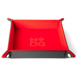 Velvet Folding Dice Tray 10x10 with Leather Backing - Red