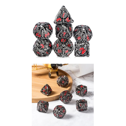 Hollow Dice Set: Skeleton Gunmetal & Red (7)