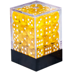 Vaettir Workshop: D6 Dice Cube 12mm Translucent Yellow/white (36)