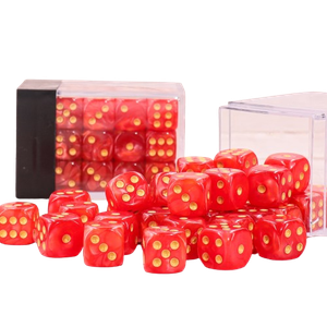 Vaettir Workshop: D6 Dice Cube 12mm Pearl Red/yellow (36)