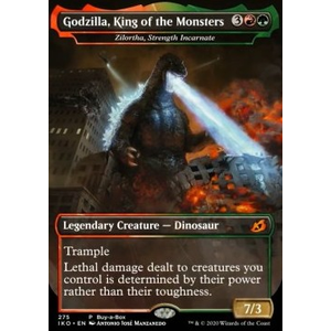 Magic löskort: Ikoria: Lair of Behemoths: Godzilla, King of the Monsters (Zilortha, Strength Incarnate) (Foil) (Spansk)