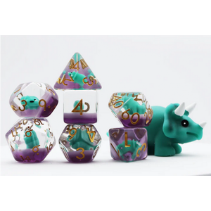 Green Triceratops RPG Dice Set (7)
