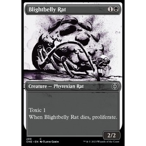 Magic löskort: Phyrexia: All Will Be One: Blightbelly Rat (alternative art)