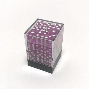 Transperant 12mm D6 Dice Box "The Brick" (36,Purple/White)