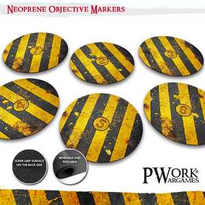 PWork Wargames: 40K Objective Markers - Danger Zone (Neoprene) (6)