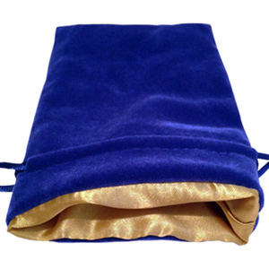 4″ x 6″ Blue Velvet Dice Bag with Gold Satin Lining