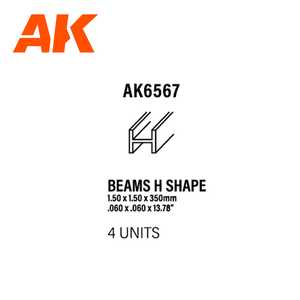 Styrene Strip: H-beam  1.5 x 1.5 x 350mm