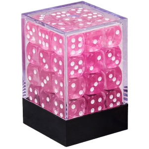 Vaettir Workshop: D6 Dice Cube 12mm Translucent Pink/white (36)