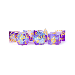 Metallic Dice: Handcrafted Sharp Edge Resin Dice Set - Royal Geode