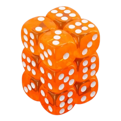 Vaettir Workshop: D6 Dice 16mm Translucent Orange/white (12)