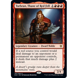 Magic löskort: Throne of Eldraine: Torbran, Thane of Red Fell