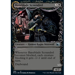 Magic löskort: Innistrad: Midnight Hunt: Baneblade Scoundrel // Baneclaw Marauder (alternative art) (Foil)