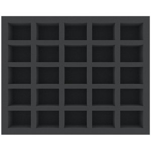 Feldherr 50mm Full-size 25 slot foam tray with base - large rectangular cut outs