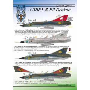 J 35F1 & J 35F2 Draken - Decals 1/72