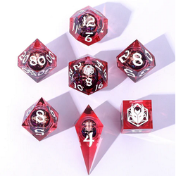 Always Watching Sneering Skull Sharp Edge Resin Dice Set Red (7)