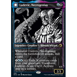 Magic löskort: Innistrad: Midnight Hunt: Ludevic, Necrogenius // Olag, Ludevic's Hubris (alternative art)
