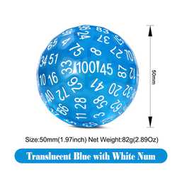 D100 Dice Transparent Blue