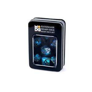 Metallic Dice: Handcrafted Sharp Edge Resin Dice Set - Simmering Coal