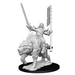 Pathfinder Deep Cuts (unpainted): Orc on Dire Wolf