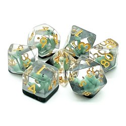 Animal Kingdom Baby Brontosaurus Green Dice Set (7)