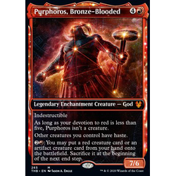 Magic löskort: Theros: Beyond Death: Purphoros, Bronze-Blooded (alternate art)