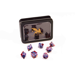 Razor Series Dice: Purple Liquid Core Dragon Eye, Blue Dice, Blue Numbers 7-die Set