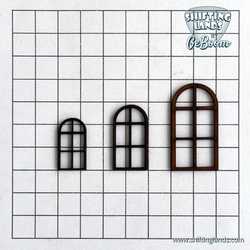 MDF - 20x37x2mm Round top window with 6 windowpanes (10)