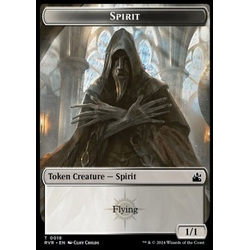 Magic löskort: Ravnica Remastered: Spirit Token (White and Black 1/1)