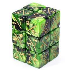 Vaettir Workshop: Negative Counter Dice 16mm Green+Black (12)