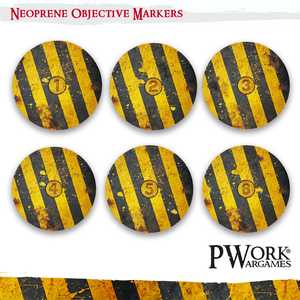 PWork Wargames: 40K Objective Markers - Danger Zone (Neoprene) (6)