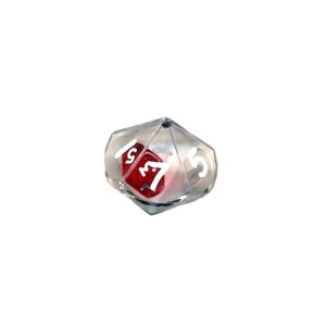 Double Dice d10 Clear Shell w/Internal Translucent Red/white d10