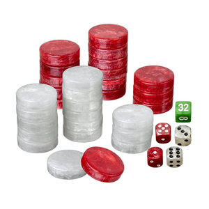Backgammonpjäser, 34 x 10 mm (red/white)