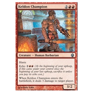 Magic Löskort: Premium Deck - Fire and Lightning: Keldon Champion	(Foil)