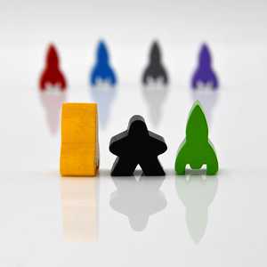 Game Pieces: Rocket - Light Blue (Wood) (10)