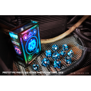 Vast Grimm RPG: The Grimm Dice - Silver Ink on Cyan & Black