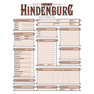 Mutant: Hindenburg - Rollformulärsblock