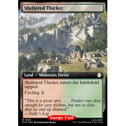 Magic löskort: Universes Beyond: Fallout: Sheltered Thicket (alternative art) (Surge Foil)