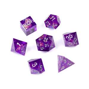 Razor Series Dice: Purple with Silver numbers 7-die Set