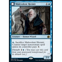 Magic löskort: Innistrad: Midnight Hunt: Malevolent Hermit // Benevolent Geist