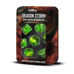Metallic Dice: Dragon Storm Inclusion Resin Dice 7-Dice Set - Green Dragon