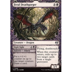 Magic löskort: Tarkir: Dragonstorm: Feral Deathgorger // Dusk Sight (alternative art)