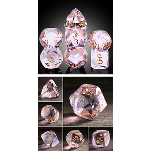 Faceted Glass Dice Set - Pink Diamond (7)