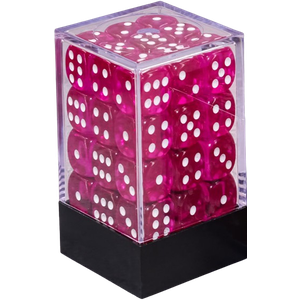 Vaettir Workshop: D6 Dice Cube 12mm Translucent Rose Red/white (36)