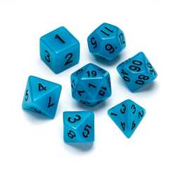 Resin Fluorescence Series: Blue - Numbers: Black 7-die Set