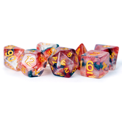 Metallic Dice: Unicorn Resin Polyhedral 7-Dice Set - Phoenix Ash