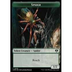 Magic löskort: Commander Masters: Spider Token (G 1/2) // Elemental Token (R 1/1 Haste)