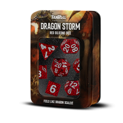 Metallic Dice: Dragon Storm Inclusion Silicone Dice 7-Dice Set - Red Dragon Scales
