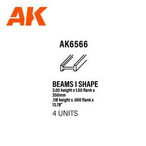 Styrene Strip: I-beam  3.0 x 1.5 x 350mm
