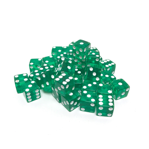 Transperant 12mm D6 Dice Box "The Brick" (36,Green/White)