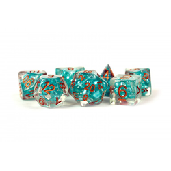 Metallic Dice: 16mm Pearl Dice Poly Set - Teal w/ Copper Numbers 16mm